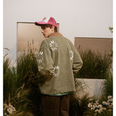 Unisex Jacket Retro Washed Denim Jacket Turn-down Collar Coat